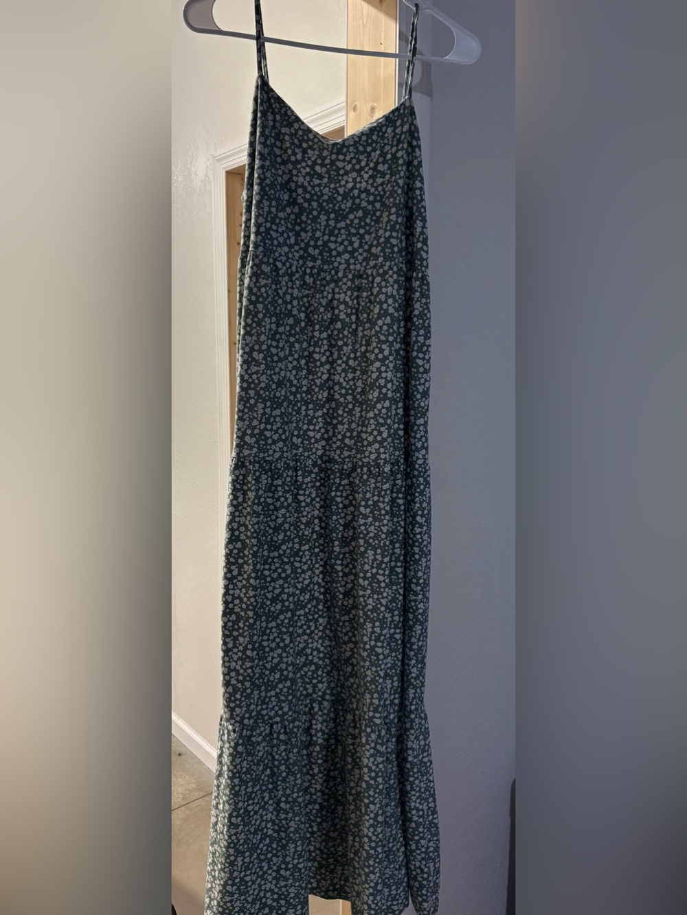 Tiered Dark Green Floral Maxi Skirt